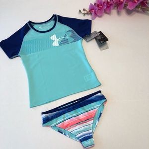 Girls Under Armour Hybrid Logo swimsuit set